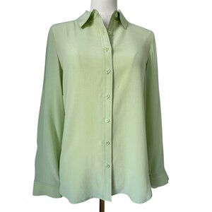 COLDWATER CREEK | 100% Silk Light Green Button Down Blouse Sz XS